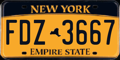 NY license plate FDZ3667