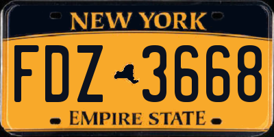 NY license plate FDZ3668