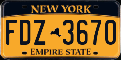 NY license plate FDZ3670