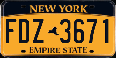 NY license plate FDZ3671