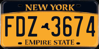 NY license plate FDZ3674