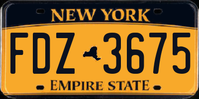 NY license plate FDZ3675