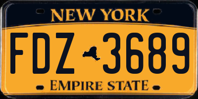 NY license plate FDZ3689