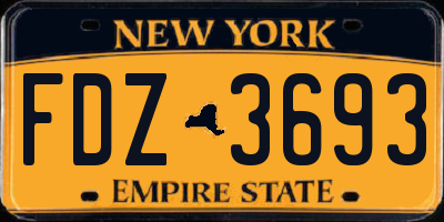 NY license plate FDZ3693