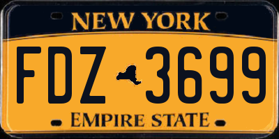 NY license plate FDZ3699
