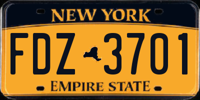 NY license plate FDZ3701