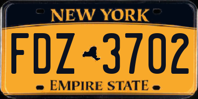 NY license plate FDZ3702