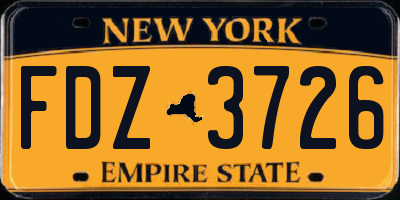 NY license plate FDZ3726