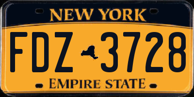 NY license plate FDZ3728