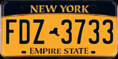 NY license plate FDZ3733