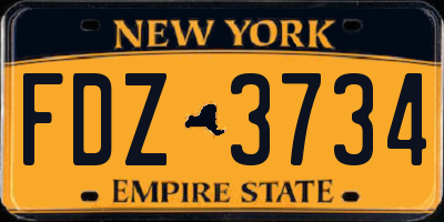 NY license plate FDZ3734