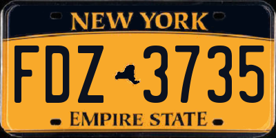 NY license plate FDZ3735