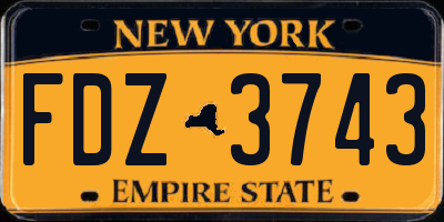 NY license plate FDZ3743
