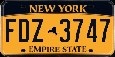 NY license plate FDZ3747