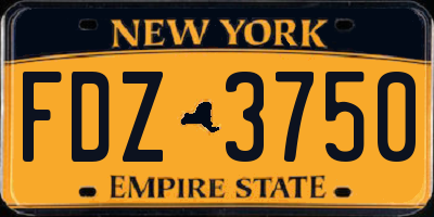 NY license plate FDZ3750