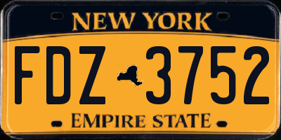 NY license plate FDZ3752