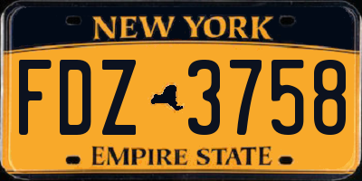NY license plate FDZ3758