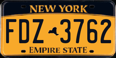 NY license plate FDZ3762