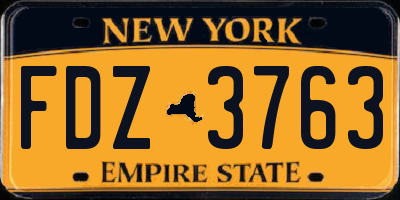NY license plate FDZ3763