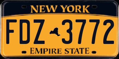 NY license plate FDZ3772