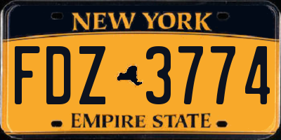 NY license plate FDZ3774
