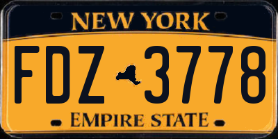 NY license plate FDZ3778