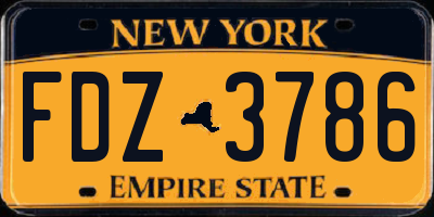 NY license plate FDZ3786