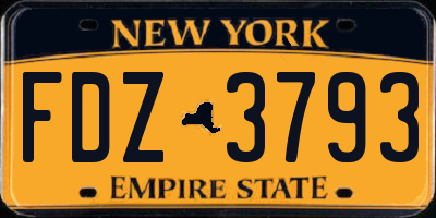 NY license plate FDZ3793