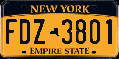 NY license plate FDZ3801
