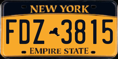 NY license plate FDZ3815