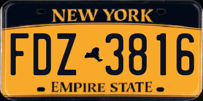 NY license plate FDZ3816
