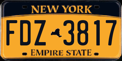 NY license plate FDZ3817