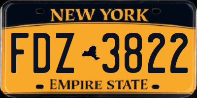 NY license plate FDZ3822