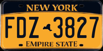NY license plate FDZ3827
