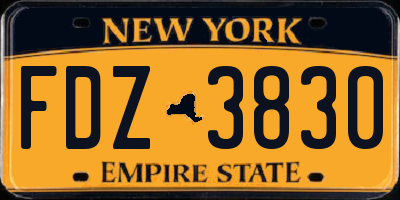 NY license plate FDZ3830