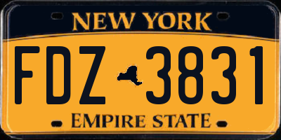NY license plate FDZ3831