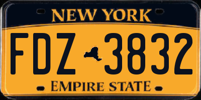 NY license plate FDZ3832