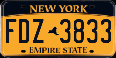 NY license plate FDZ3833