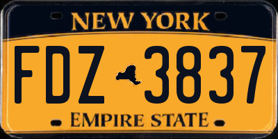 NY license plate FDZ3837
