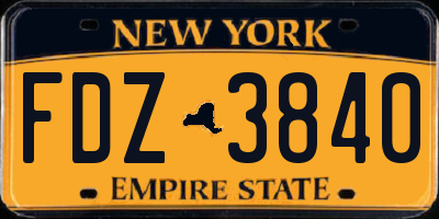 NY license plate FDZ3840
