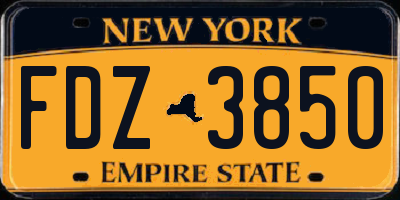 NY license plate FDZ3850