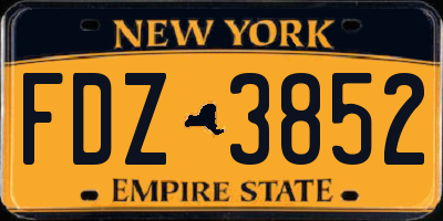 NY license plate FDZ3852