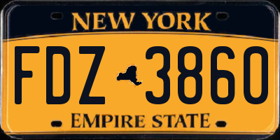 NY license plate FDZ3860