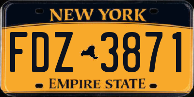 NY license plate FDZ3871