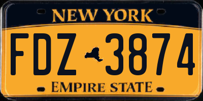 NY license plate FDZ3874