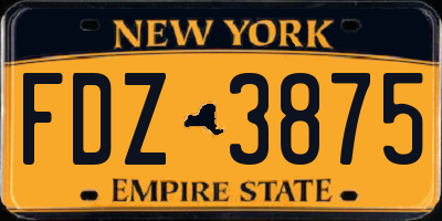 NY license plate FDZ3875