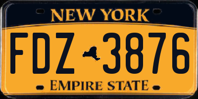 NY license plate FDZ3876