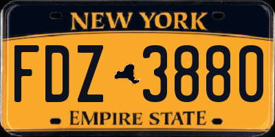 NY license plate FDZ3880