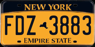NY license plate FDZ3883