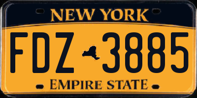 NY license plate FDZ3885